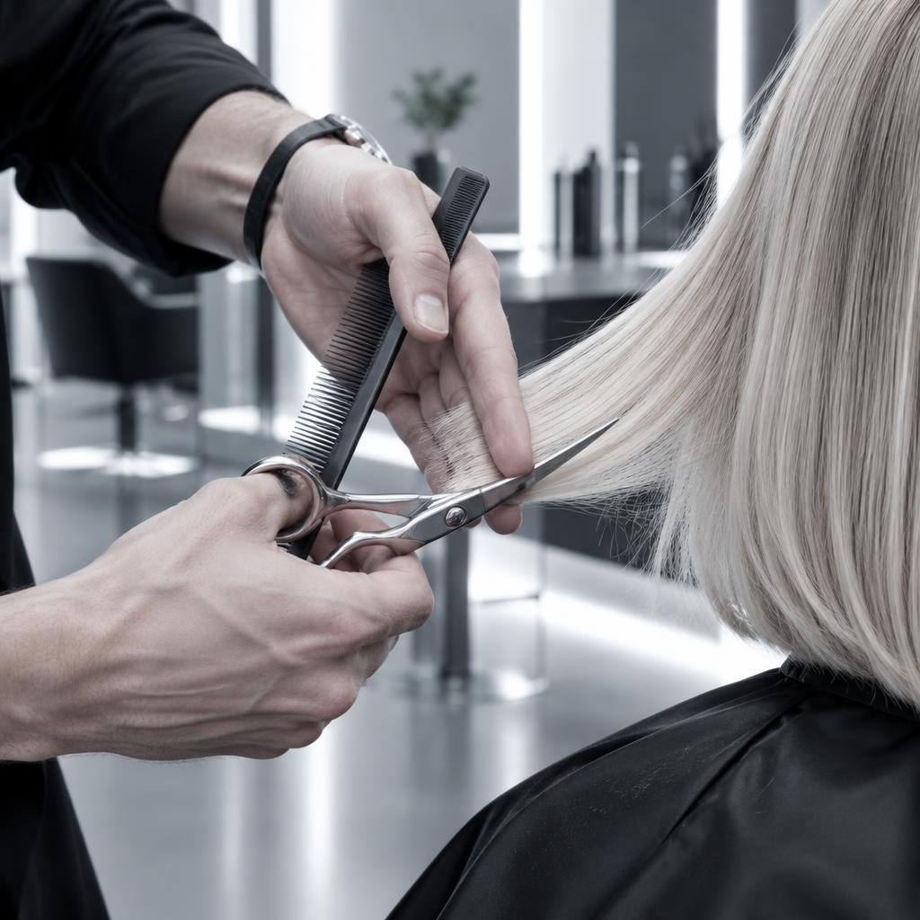 Le geste du coiffeur en studio — visuel de démonstration